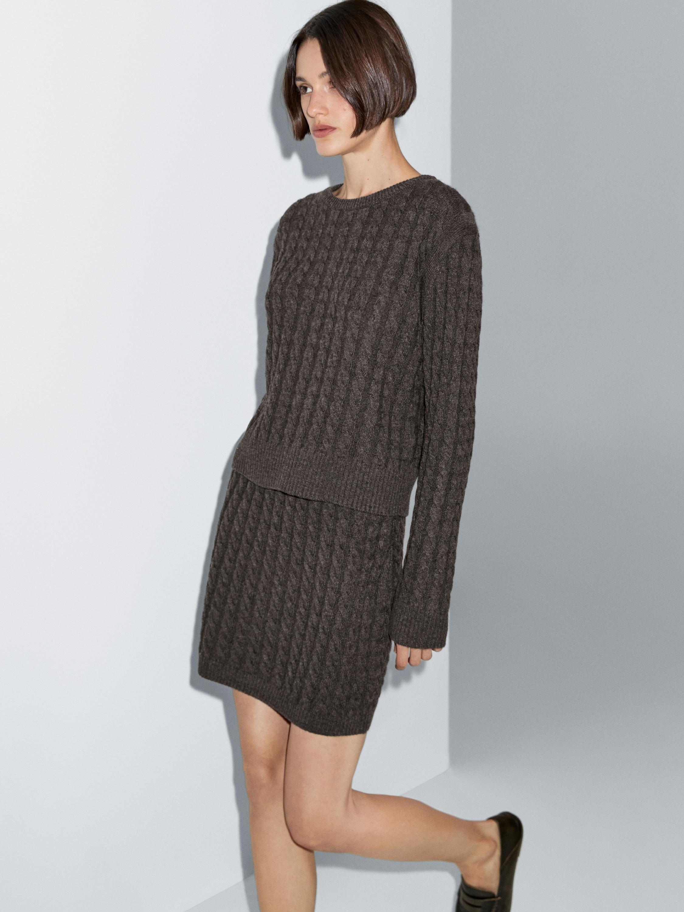 Wool blend cable-knit sweater